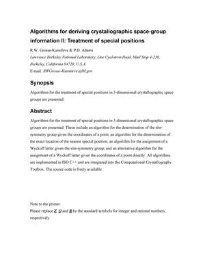 Algorithms for deriving crystallographic space-group information. II: Treatment of special positions