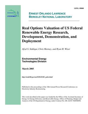 Real Options Valuation of U.S. Federal Renewable Energy Research,Development, Demonstration, and Deployment