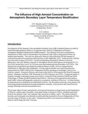 The Influence of High Aerosol Concentration on Atmospheric Boundary Layer Temperature Stratification