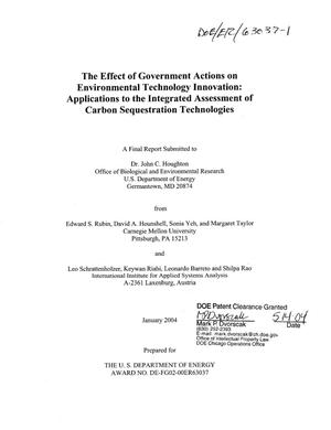 The Effect of Government Actions on Environmental Technology Innovation: Applications to the Integrated Assessment of Carbon Sequestration Technologies