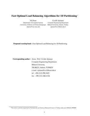 Fast Optimal Load Balancing Algorithms for 1D Partitioning