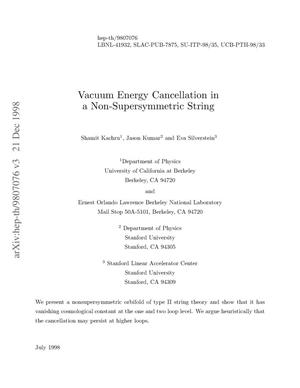 Vacuum Energy Cancellation in a Non-supersymmetric String
