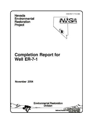 Completion Report for Well ER-7-1