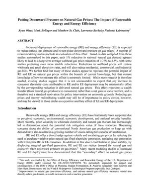 Putting downward pressure on natural gas prices: The impact of renewable energy and energy efficiency