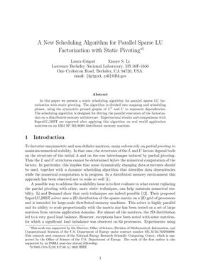 A new scheduling algorithm for parallel sparse LU factorization with static pivoting