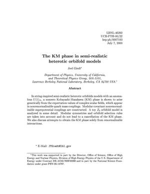 The KM phase in semi-realistic heterotic orbifold models