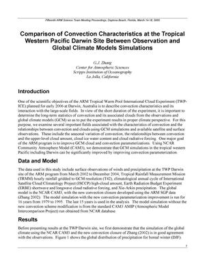 Comparison of Convection Characteristics at the Tropical Western Pacific Darwin Site Between Observation and Global Climate Models Simulations