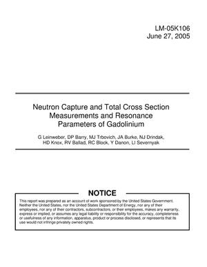 Neutron Capture and Total Cross Section Measurements and Resonance parameters of Gadolinium