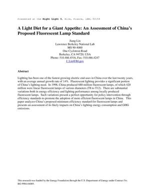 A light diet for a giant appetite: An assessment of China's proposed fluorescent lamp standard