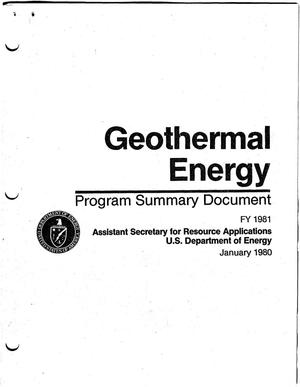 Geothermal Energy Program Summary Document