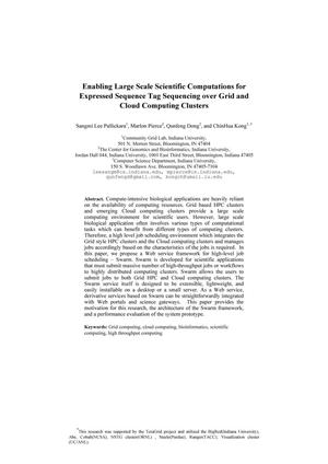 Enabling Large Scale Scientific Computations for Expressed Sequence Tag Sequencing over Grid and Cloud Computing Clusters