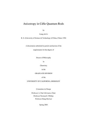 Anisotropy in CdSe quantum rods