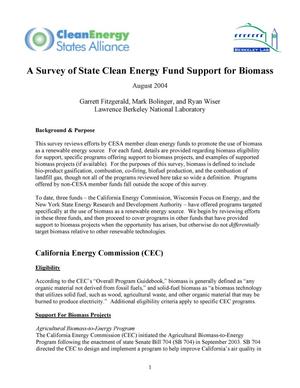 A survey of state clean energy fund support for biomass