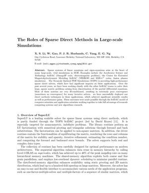 The Roles of Sparse Direct Methods in Large-scale Simulations