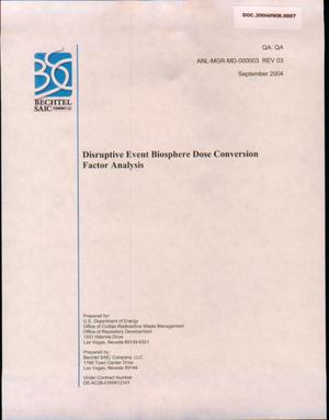 Disruptive Event Biosphere Dose Conversion Factor Analysis
