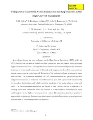 Comparison of electron cloud simulation and experiments in the high-current experiment