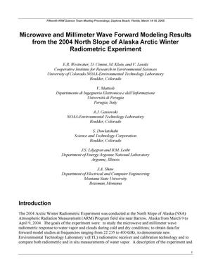 Microwave and Millimeter Wave Forward Modeling Results from the 2004 North Slope of Alaska Arctic Winter Radiometric Experiment