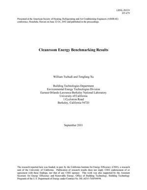Cleanroom energy benchmarking results