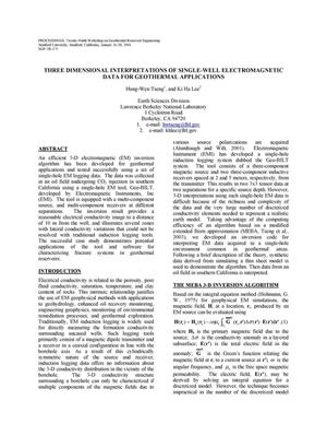 Three dimensional interpretations of single-well electromagnetic data for geothermal applications