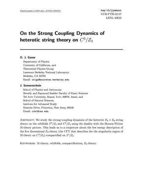 On the strong coupling dynamics of heterotic string theory onC3/Z3