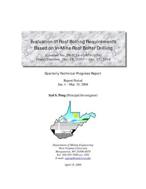 Evaluation of Roof Bolting Requirements Based on In-Mine Bolter Drilling Progress Report