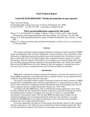 Final Technical Report ''Double discontinuities in space plasma''
