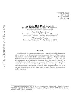 Axionic hot dark matter in the hadronic axion window