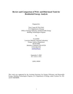 Review and Comparison of Web- and Disk-Based Tools for Residential Energy Analysis
