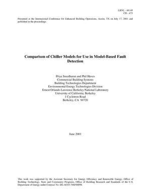 Comparison of chiller models for use in model-based fault detection