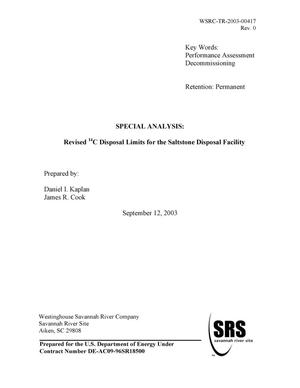 Special Analysis: Revised 14C Disposal Limits for the Saltstone Disposal Facility