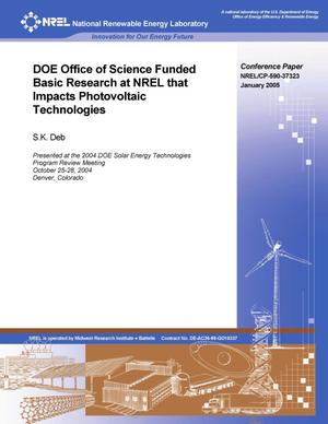 DOE Office of Science Funded Basic Research at NREL that Impacts Photovoltaic Technologies