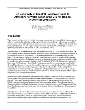On Sensitivity of Spectral Radiative Fluxes to Atmospheric Water Vapor in the 940 nm Region (Numerical Simulation)