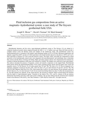 Fluid-inclusion gas composition from an active magmatic-hydrothermal system: a case study of The Geysers, California geothermal field