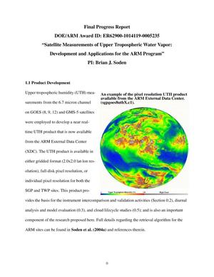 Satellite Measurement of Upper Tropospheric Water Vapor: Development and Applications and Applications for the ARM Program