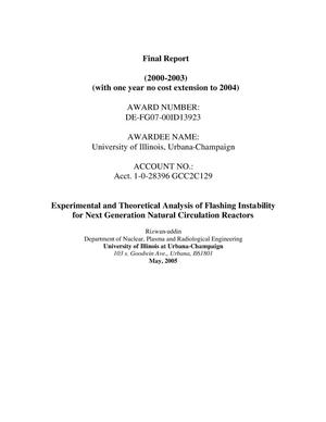 Experimental and Theoretical Analysis of Flashing Instability for Next Generation Natural Circulation Reactors
