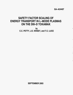SAFETY FACTOR SCALING OF ENERGY TRANSPORT IN L-MODE PLASMAS ON THE DIII-D TOKAMAK