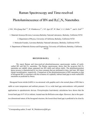 Raman spectroscopy and time-resolved photoluminescence of BN and BxCyNz nanotubes