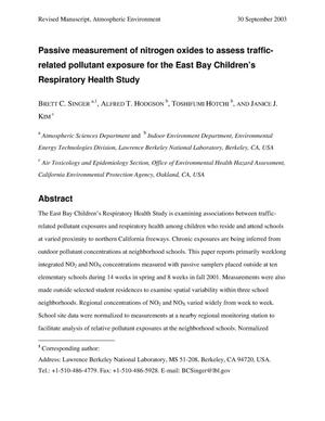 Passive measurement of nitrogen oxides to assess traffic-related pollutant exposure for the East Bay Children's Respiratory Health Study