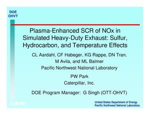 Plasma-Enhanced SCR of NOx in Simulated Heavy-Duty Exhaust: Sulfur, Hydrocarbon, and Temperature Effects