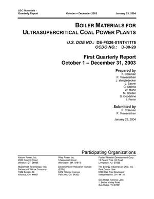 BOILER MATERIALS FOR ULTRASUPERCRITICAL COAL POWER PLANTS