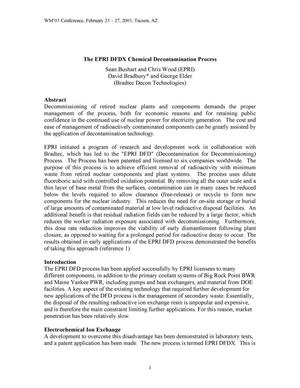 The EPRI DFDX Chemical Decontamination Process