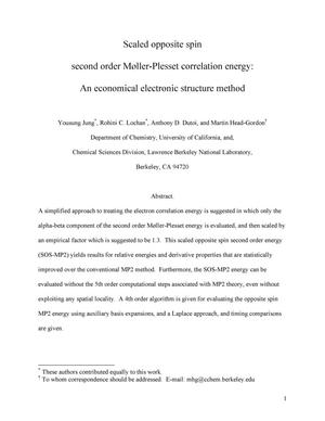 Scaled Opposite Spin Second Order Moller-Plesset Correlation Energy: An Economical Electronic Structure Method