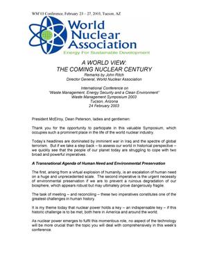 A World View: The Coming Nuclear Century