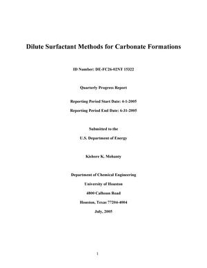 Dilute Surfactant Methods for Carbonate Formations Quarterly Report