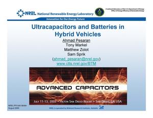 Ultracapacitors and Batteries in Hybrid Vehicles