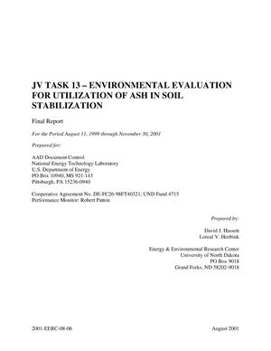 ENVIRONMENTAL EVALUATION FOR UTILIZATION OF ASH IN SOIL STABILIZATION