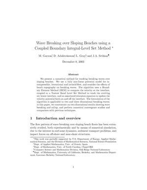 Wave breaking over sloping beaches using a coupled boundary integral-level set method