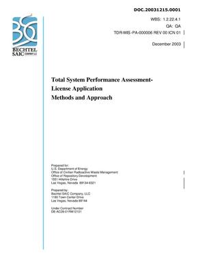 Total System Performance Assessment - License Application Methods and Approach