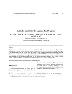 LaCl{sub 3}:Ce scintillator for Gamma ray detection