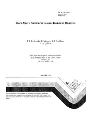 Work-Op IV summary: lessons from iron opacities